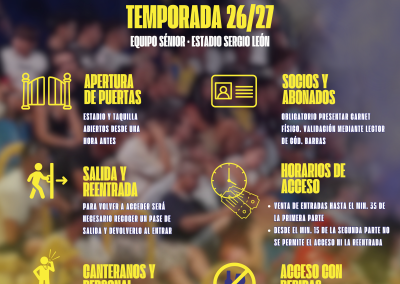 Normativa de acceso al Estadio Sergio León para la temporada 2026/2027
